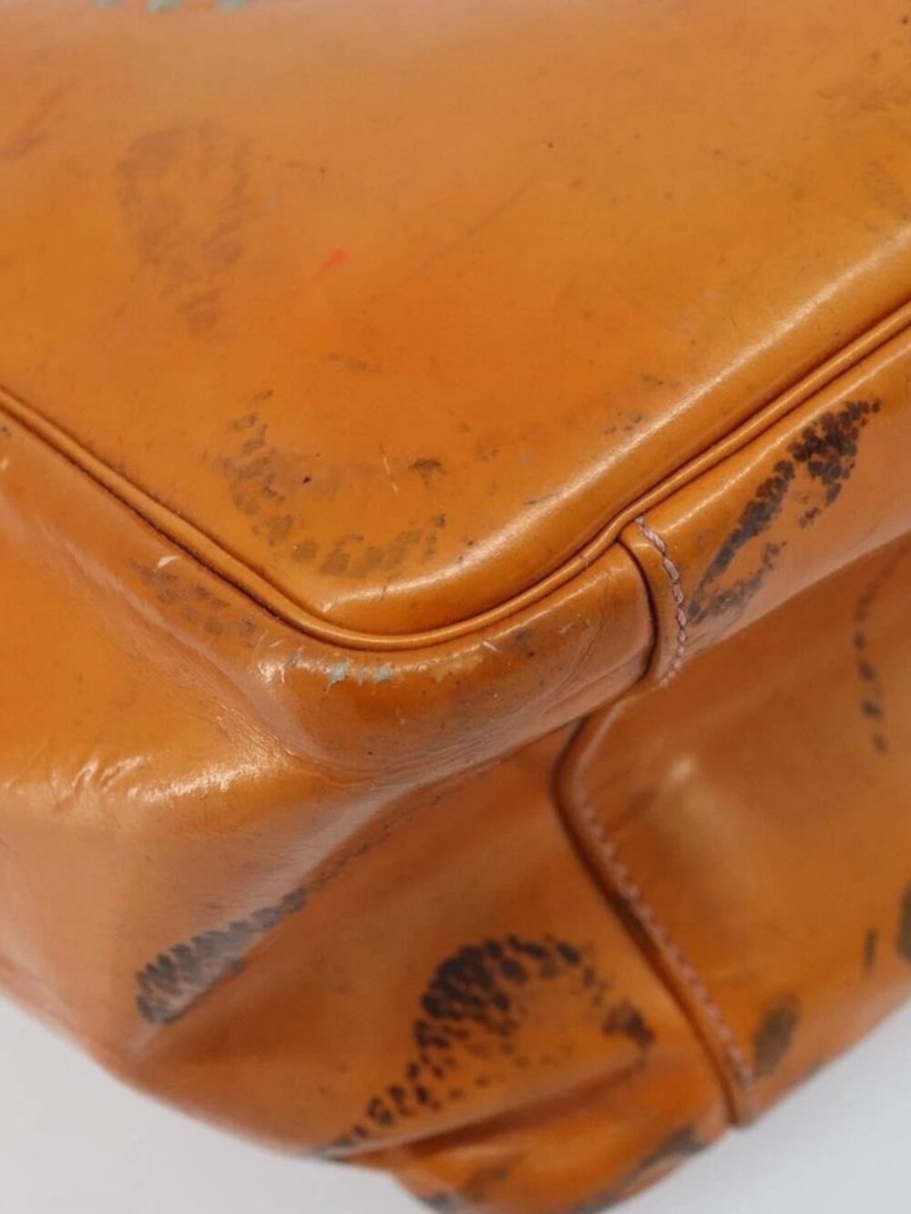 CHANEL Chain Tote Bag Patent leather Orange Silver CC Auth 169018 - Picture 4 of 16